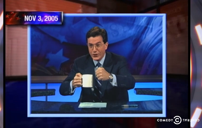 Colbert playing his Ching Chong Ding Dong Character.