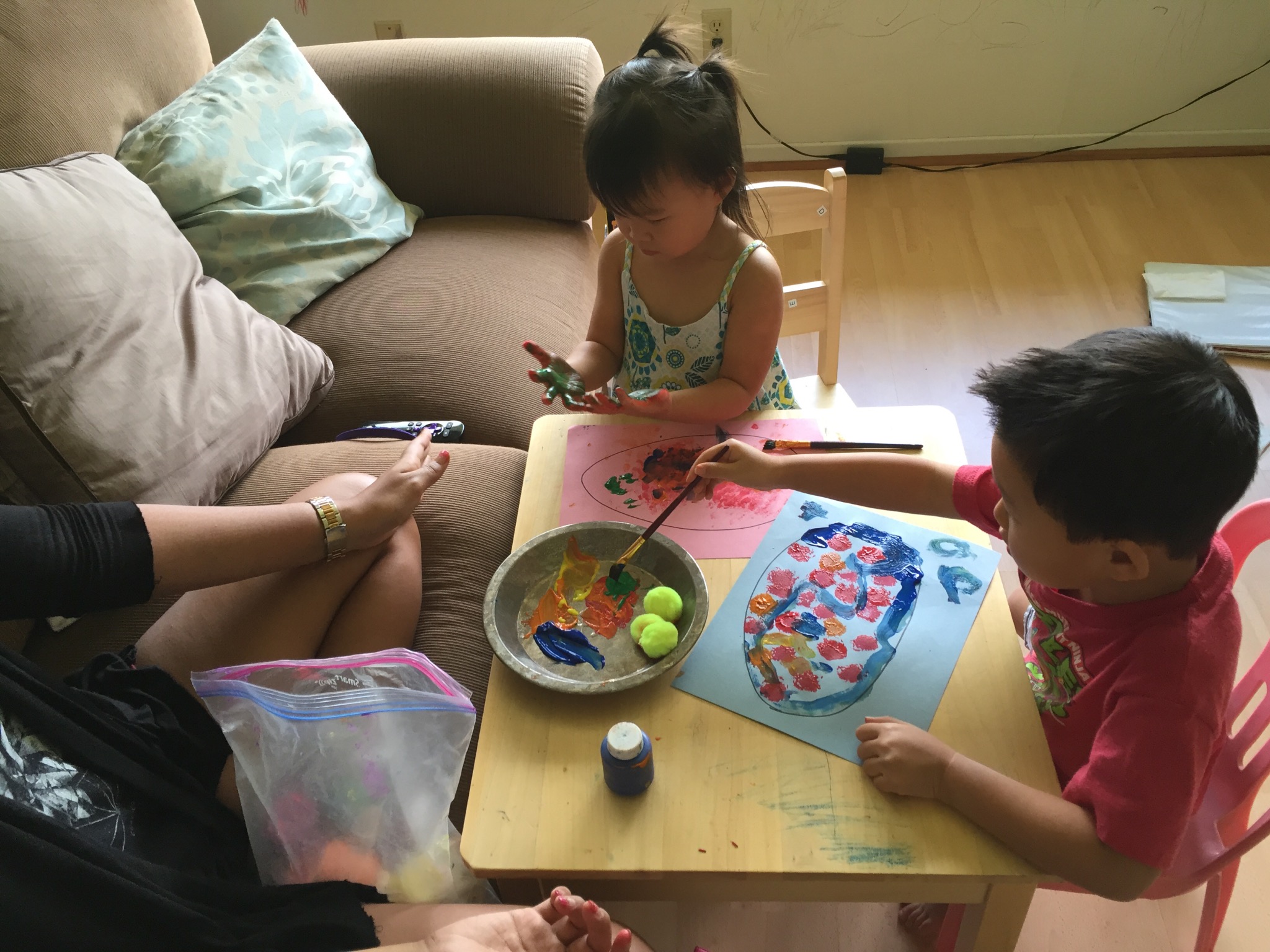 Crafts and sensory activities all in one. If Joey wasn't at preschool he sometimes joined in!