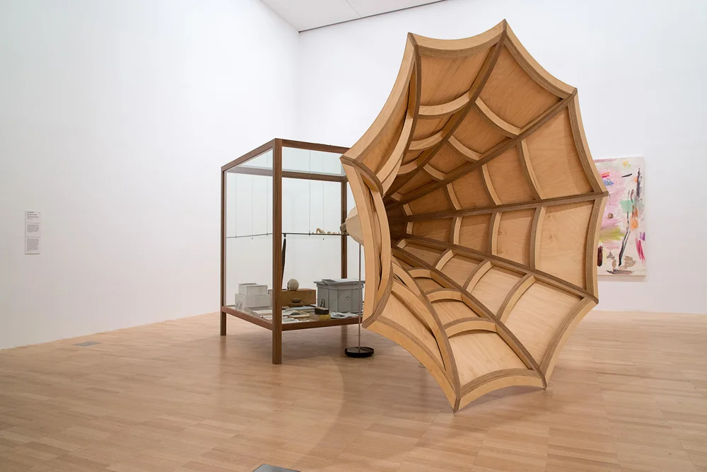 Brook ANDREW Vox: Beyond Tasmania 2013. Wood, cardboard, paper, books, colour slides, glass slides, 8mm film, glass, stone, plastic, bone, gelatin silver photographs, metal, feather. 267cm x 370cm x 271cm. Melbourne Now installation photograph, courtesy of National Gallery of Victoria & Tolarno Galleries