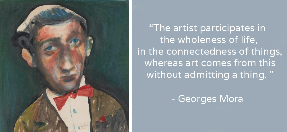 (LEFT) Charles BLACKMAN, Portrait of Georges Mora , 1956 Oil on paper laid on board, 80 x 79 cm Collection of the National Portrait Gallery, Canberra Image courtesy of the artist