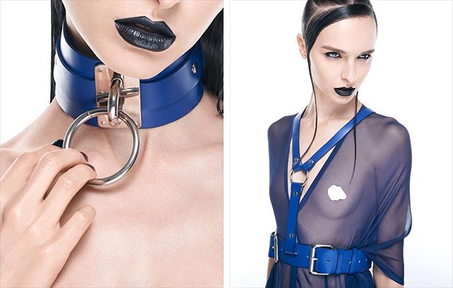 More from the #beauty section of my website :: Link in Bio @anastasiianikita .
.
.
.
.
#feelingblue #collar #tug #leather #fashion #blacklipstick #wethair #model #censored