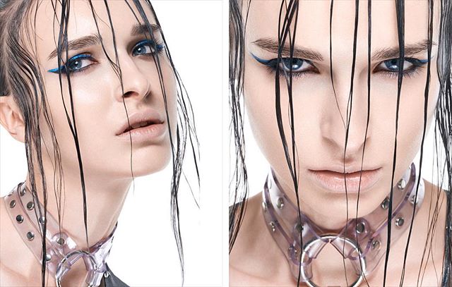 If looks could kill... @anastasiianikita stealing my soul with her eyes. .
.
.
.
.
.
#fierce #wetlook #beauty #collar