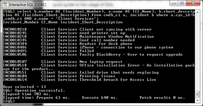  ServiceNow Interactive SQL