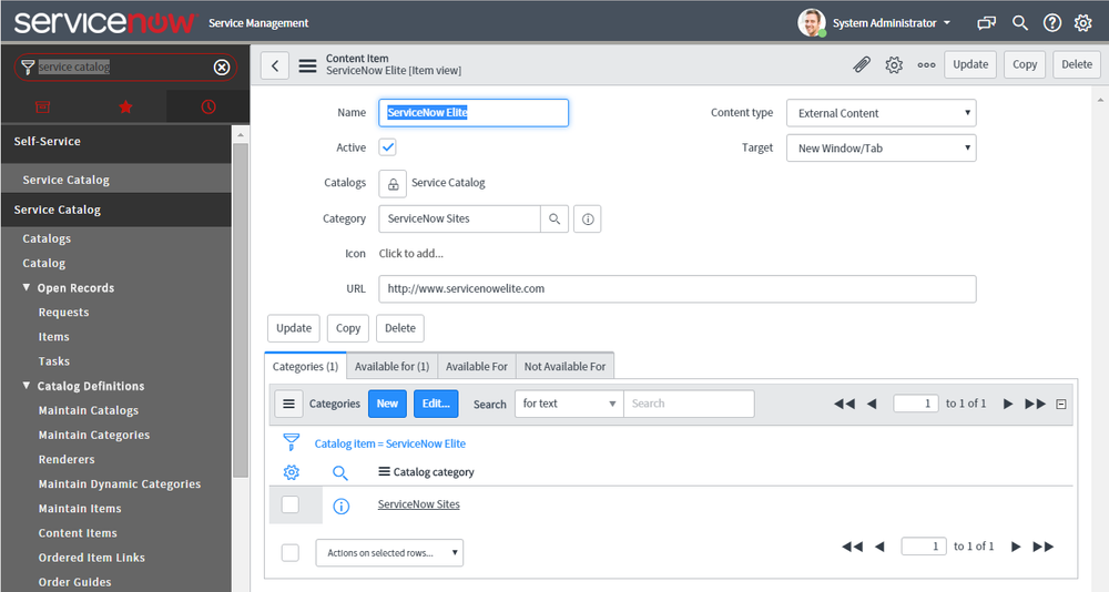 External Links as ServiceNow Catalog Items — ServiceNow Elite