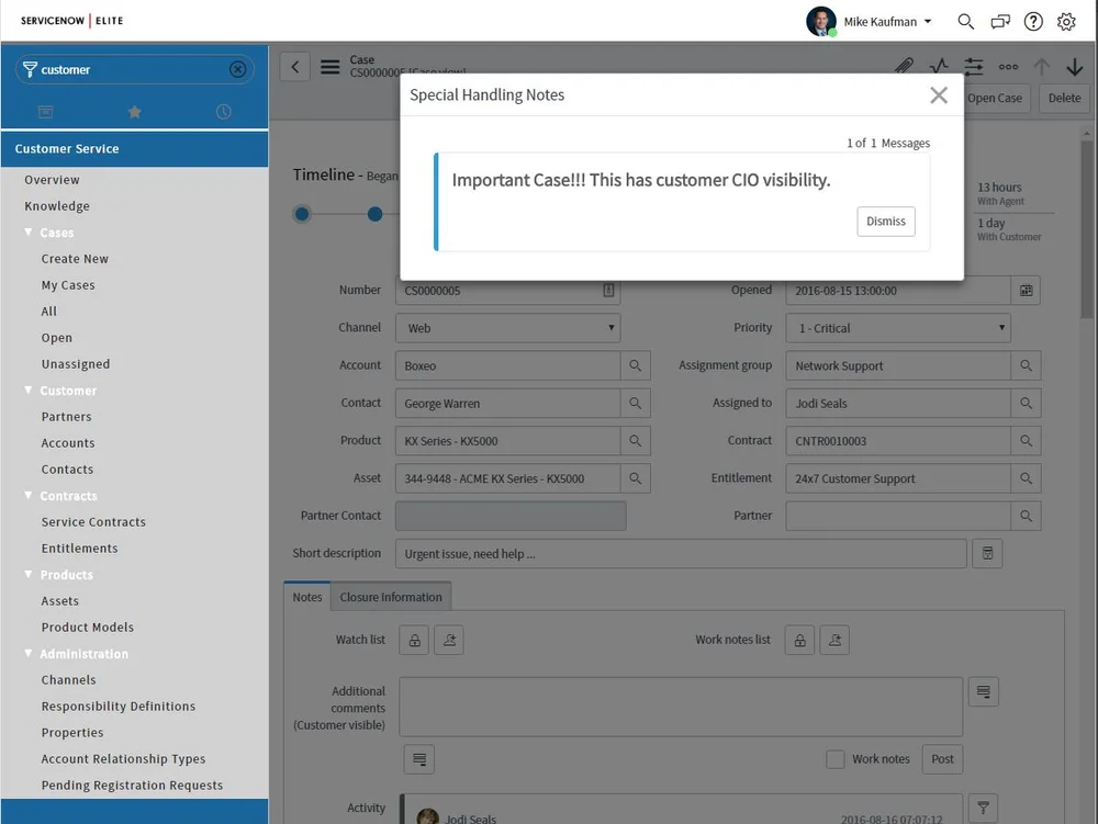 Customer Service Management — ServiceNow Elite
