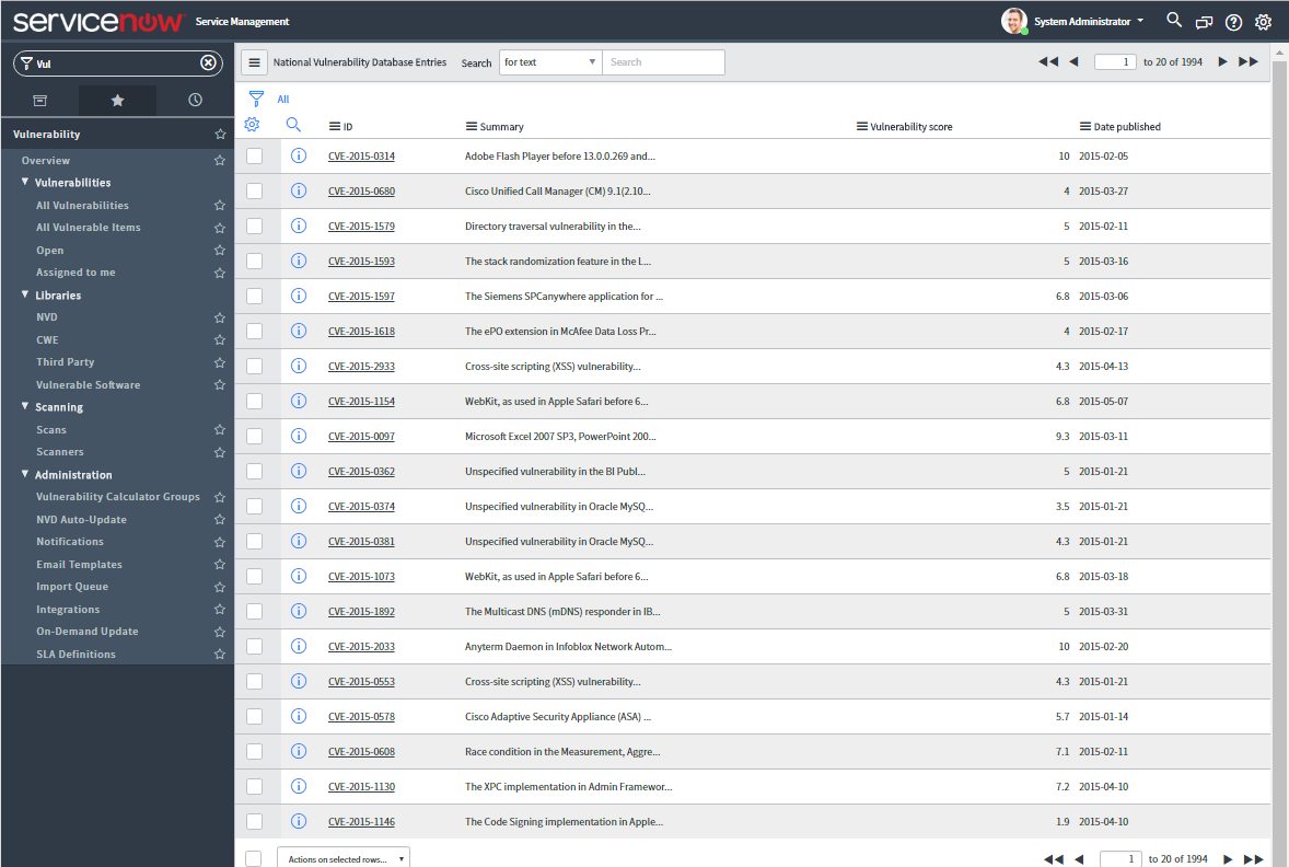 Vulnerability Response NVD