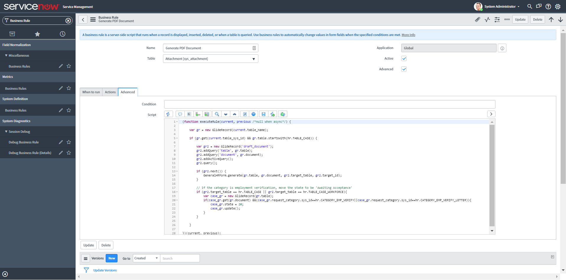 servicenow assignment rules script examples