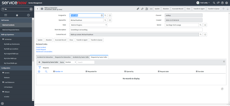 Walk-up Experience — ServiceNow Elite