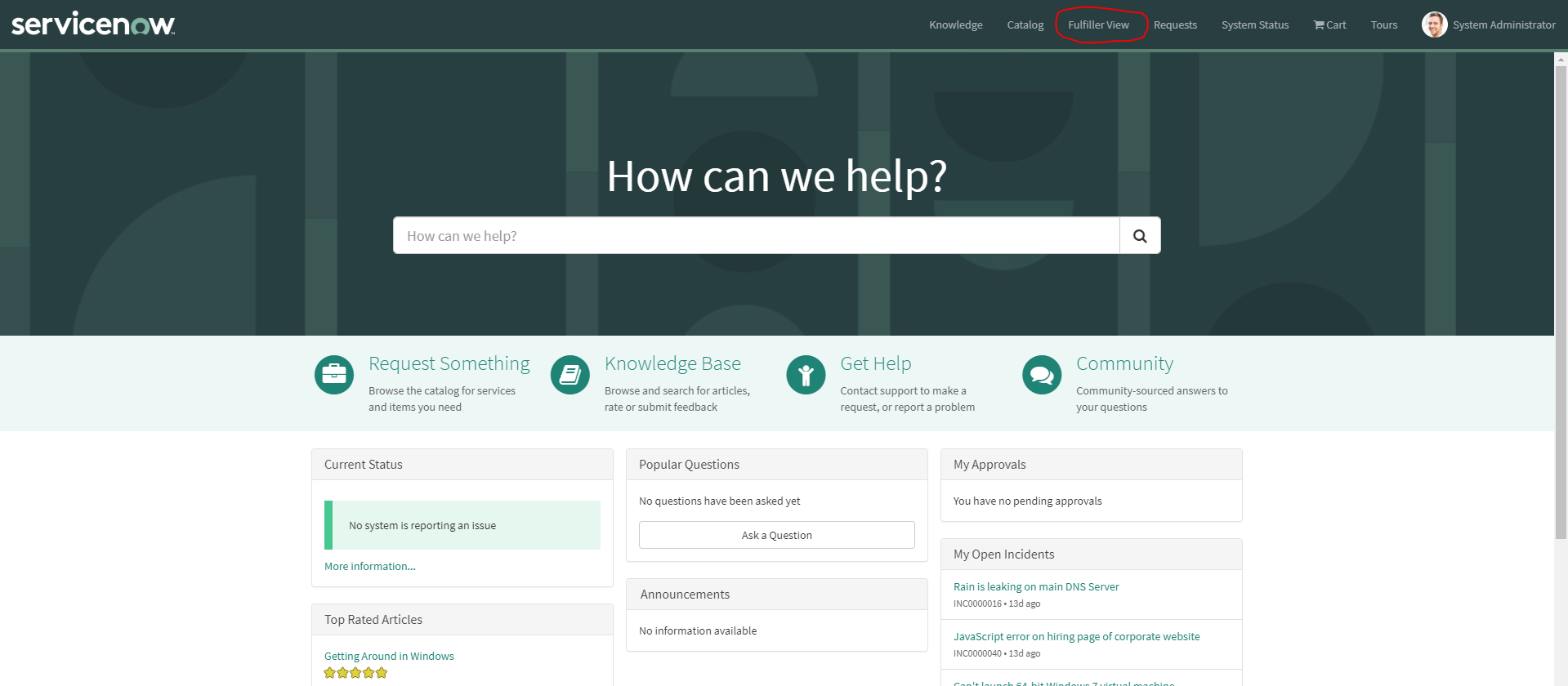 Menu Item for Fulfiller View — ServiceNow Elite