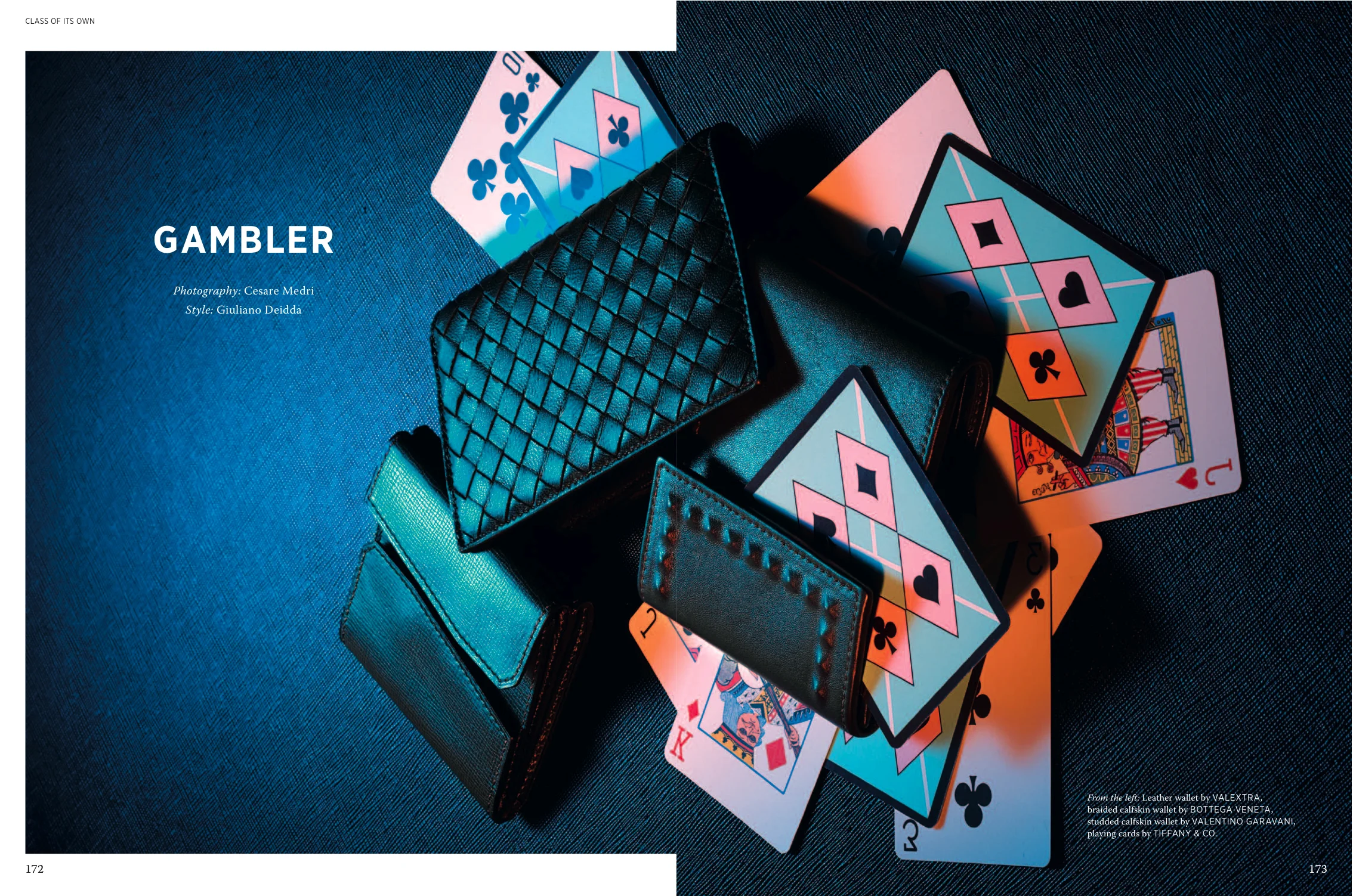 Wallets by VALEXTRA, BOTTEGA VENETA and VALENTINO GARAVANI, playing cards by TIFFANY & CO.