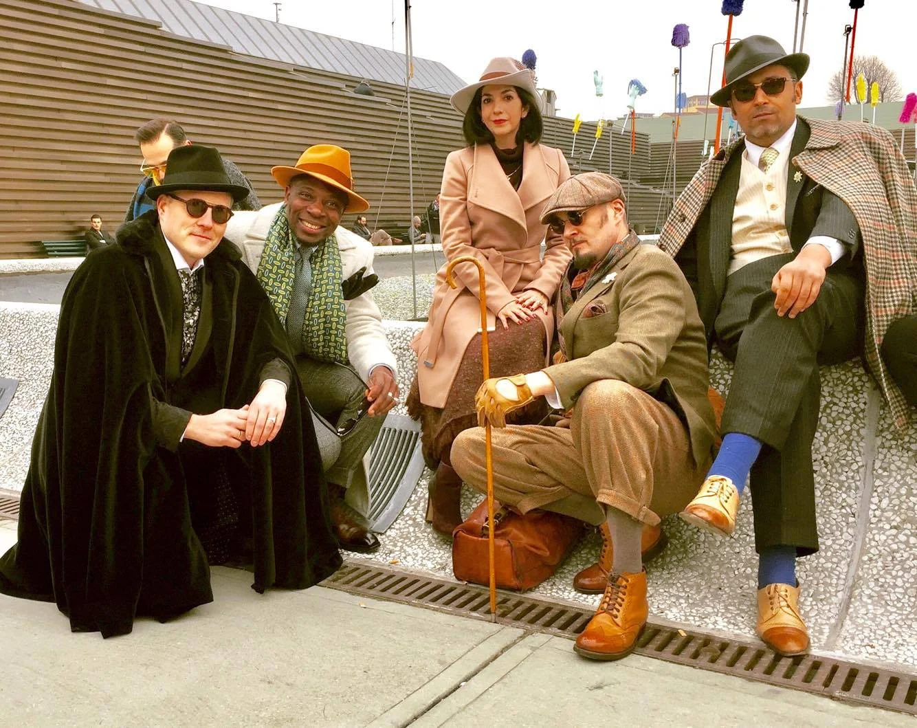 From the right: The Barons of Copenhagen (Max Noble) & of Baham (Defustel Ndjoko), The Baroness of Quito (Maríe José Incisa-di Camerana) and the Barons of Brussels (Clyde Baron) and Marolles (Kamal Eddine Regbi). 