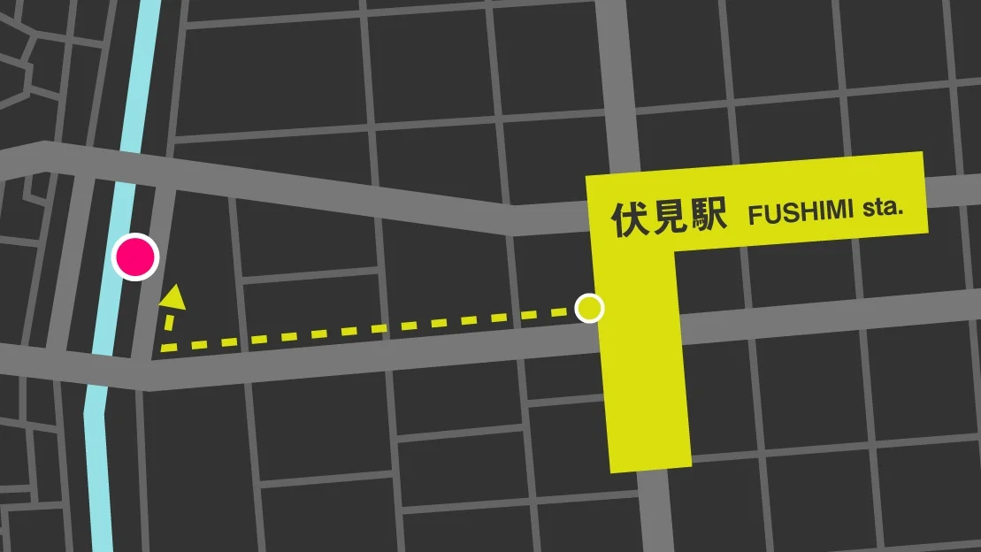 1 地下鉄伏見駅 8番出口を出てまっすぐ進みます 2 「納屋橋東」交差点を右折して進みます 3 左手に見える濃い灰色のビルの6Fがsharebase.InCです (上部に「AMITIE 1st BLD」と書かれた入り口からエレベーターで上がります)