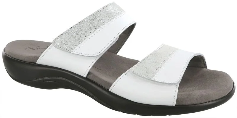 NUDU SLIDE WHITE SILVER — SAS Shoes | San Antonio Shoemakers
