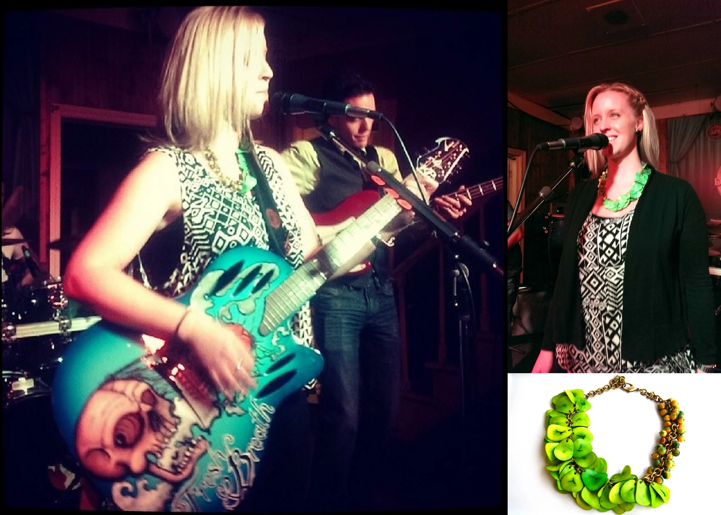  Spotted! &nbsp;Fresh Breath Band's lead vocalist, Katie Griffin wearing her 'Lemon Lime' statement necklace during their packed show at the Dominion House in Windsor, On. &nbsp;www.freshbreathband.com&nbsp; 