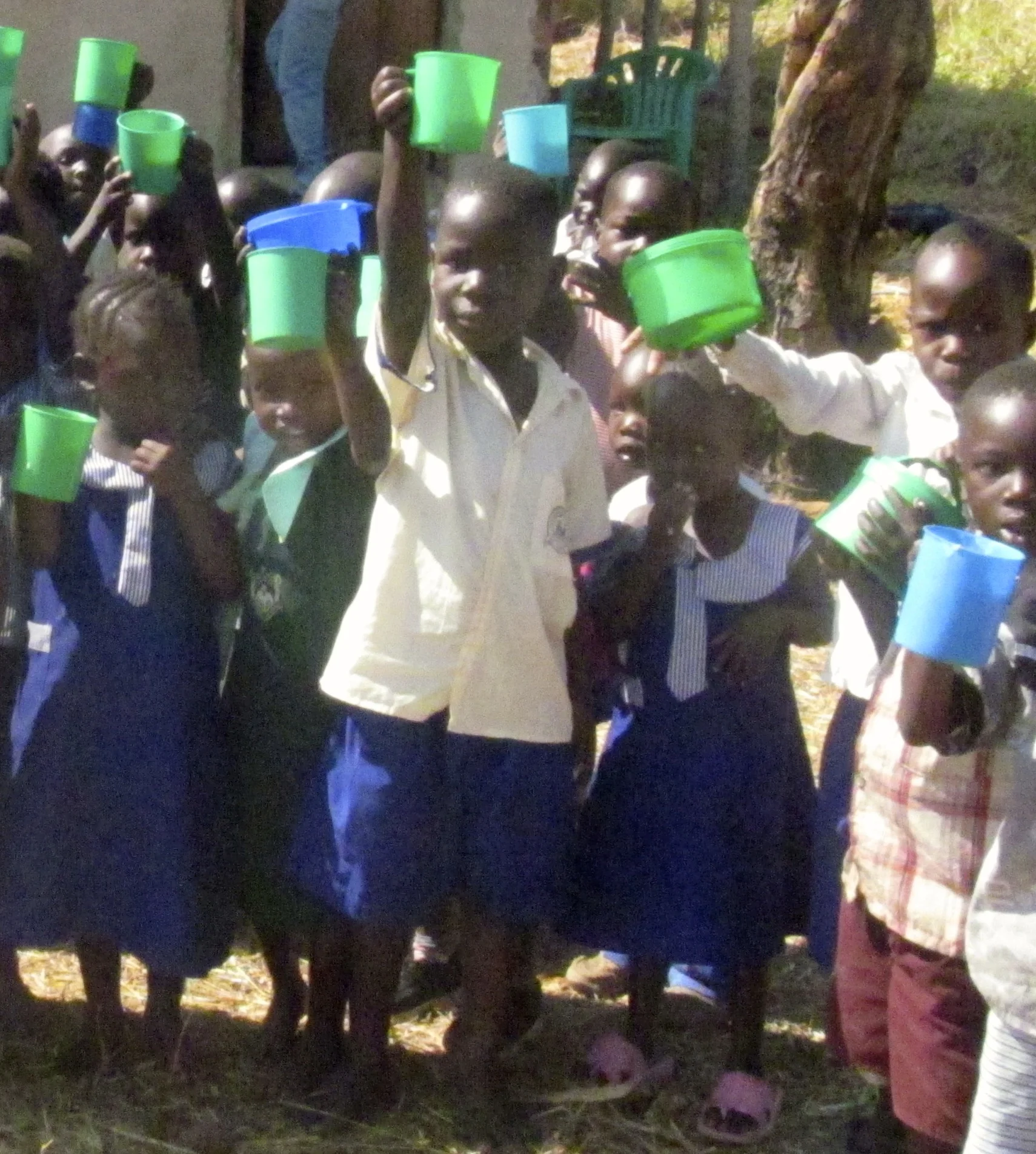 The children enjoying their porridge for lunch.