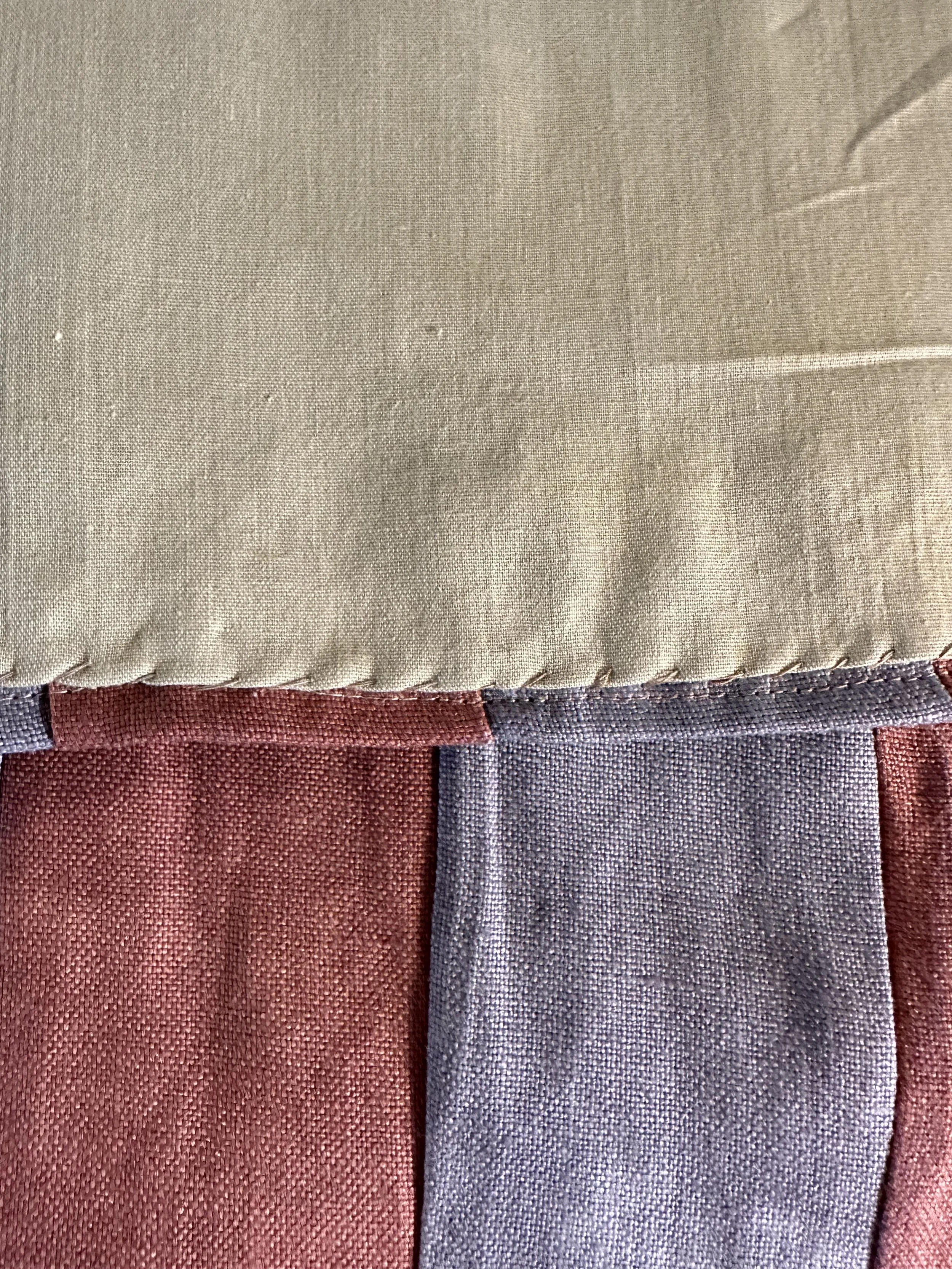 Hand dyed green cotton liner of Canal house linen door Curtain