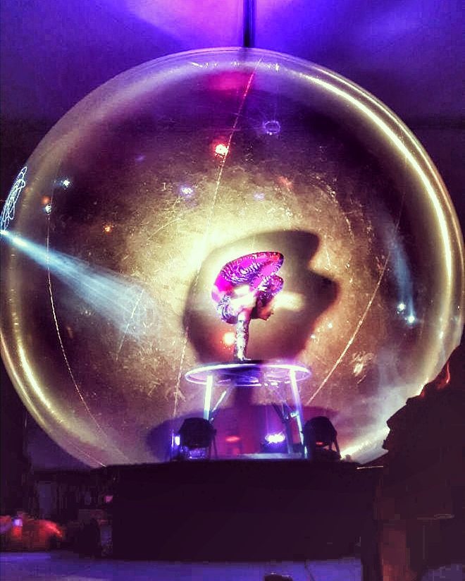 Bubble act at the Calgary Zoo for Illuminasia , Underground Circus September to October 2016