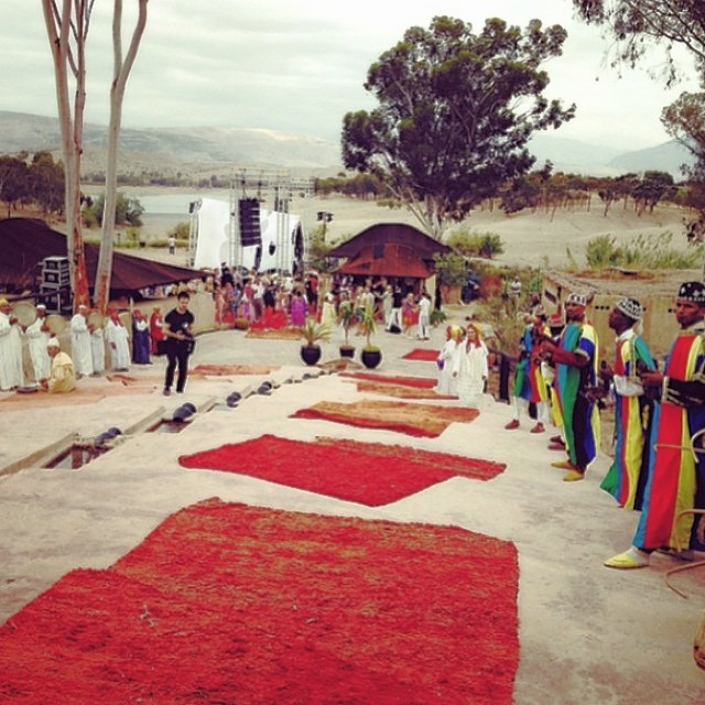 Walking down the Moroccan red carpet.