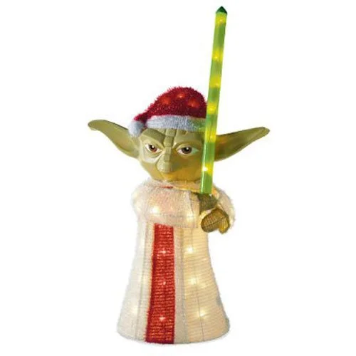 15. 50-Light 28-Inch 3D Tinsel Yoda Lawn Decor - $59.76
