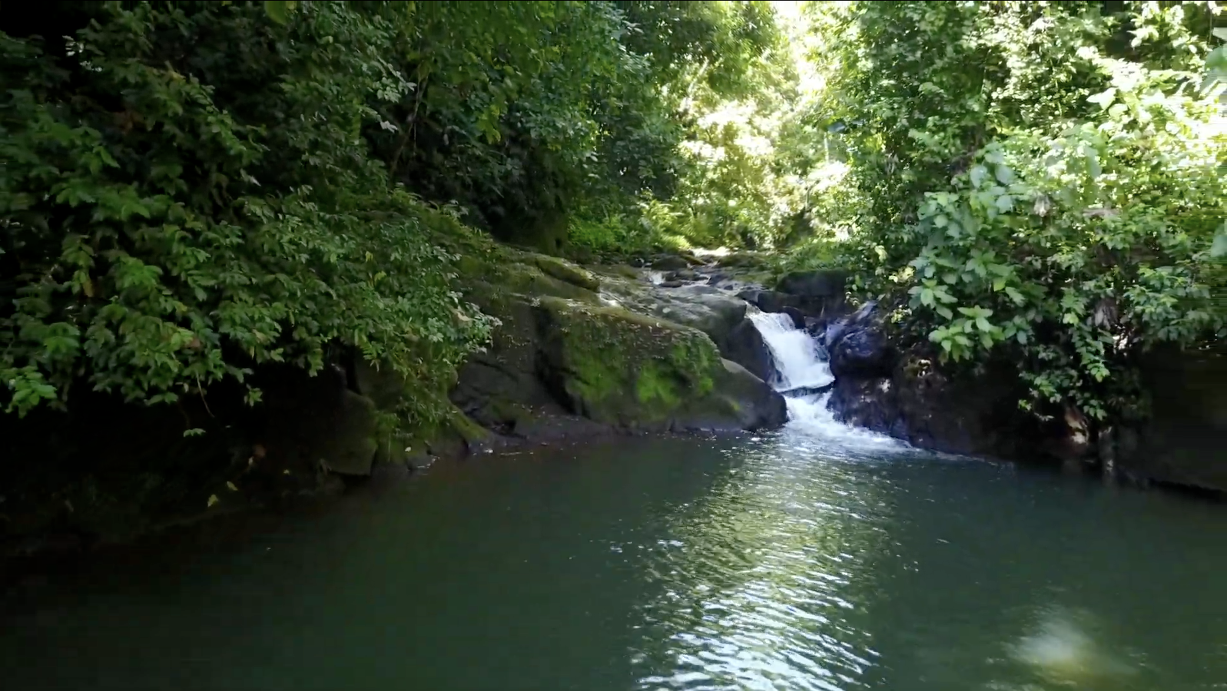 Quiet waterfall and forest at SEED, a land-based ecovillage in Costa Rica where privacy, rhythm, and daily life are shaped by the land.