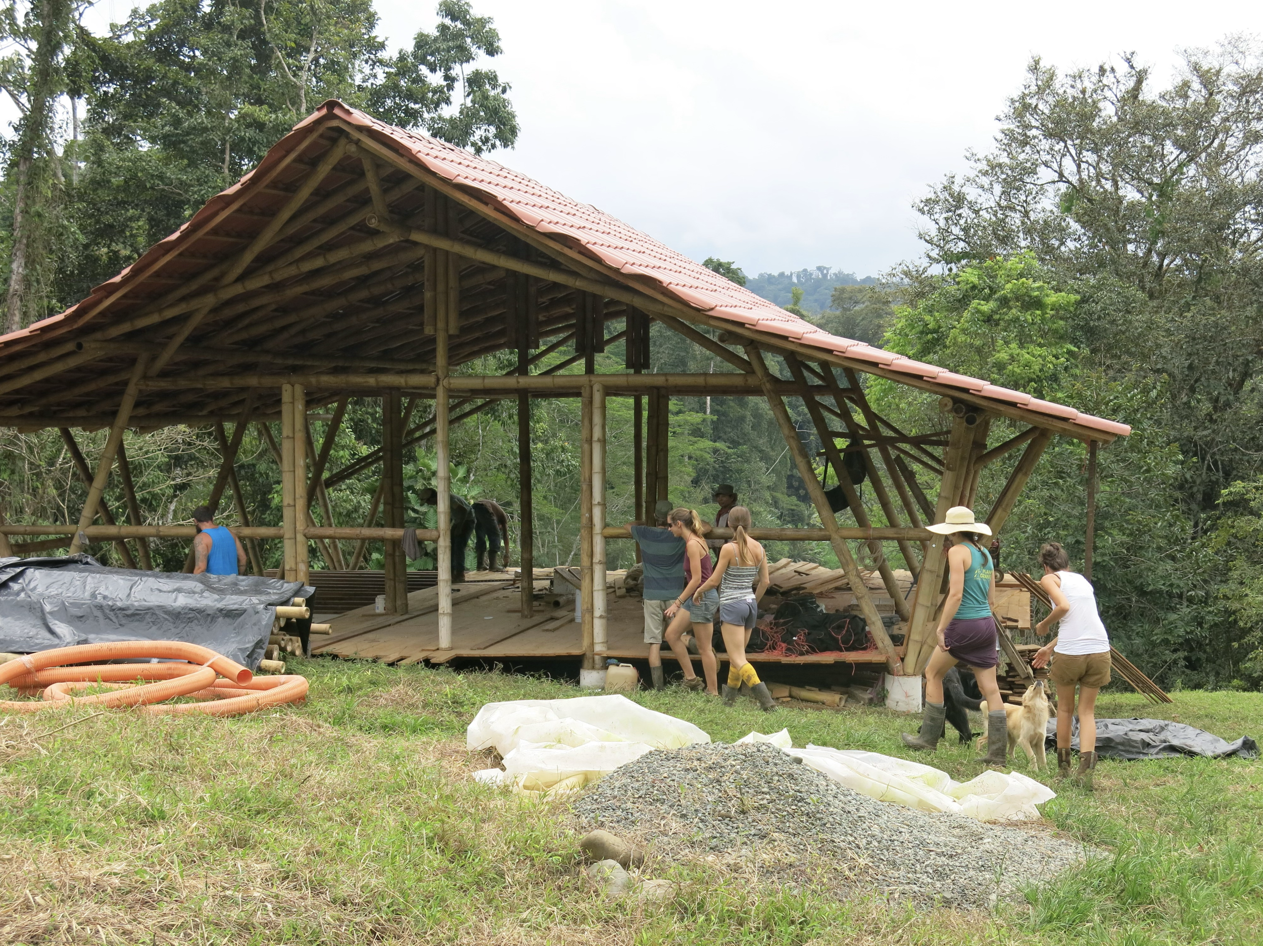 Home being built at SEED, a land-based ecovillage in Costa Rica with residential lots and ecological building guidelines.
