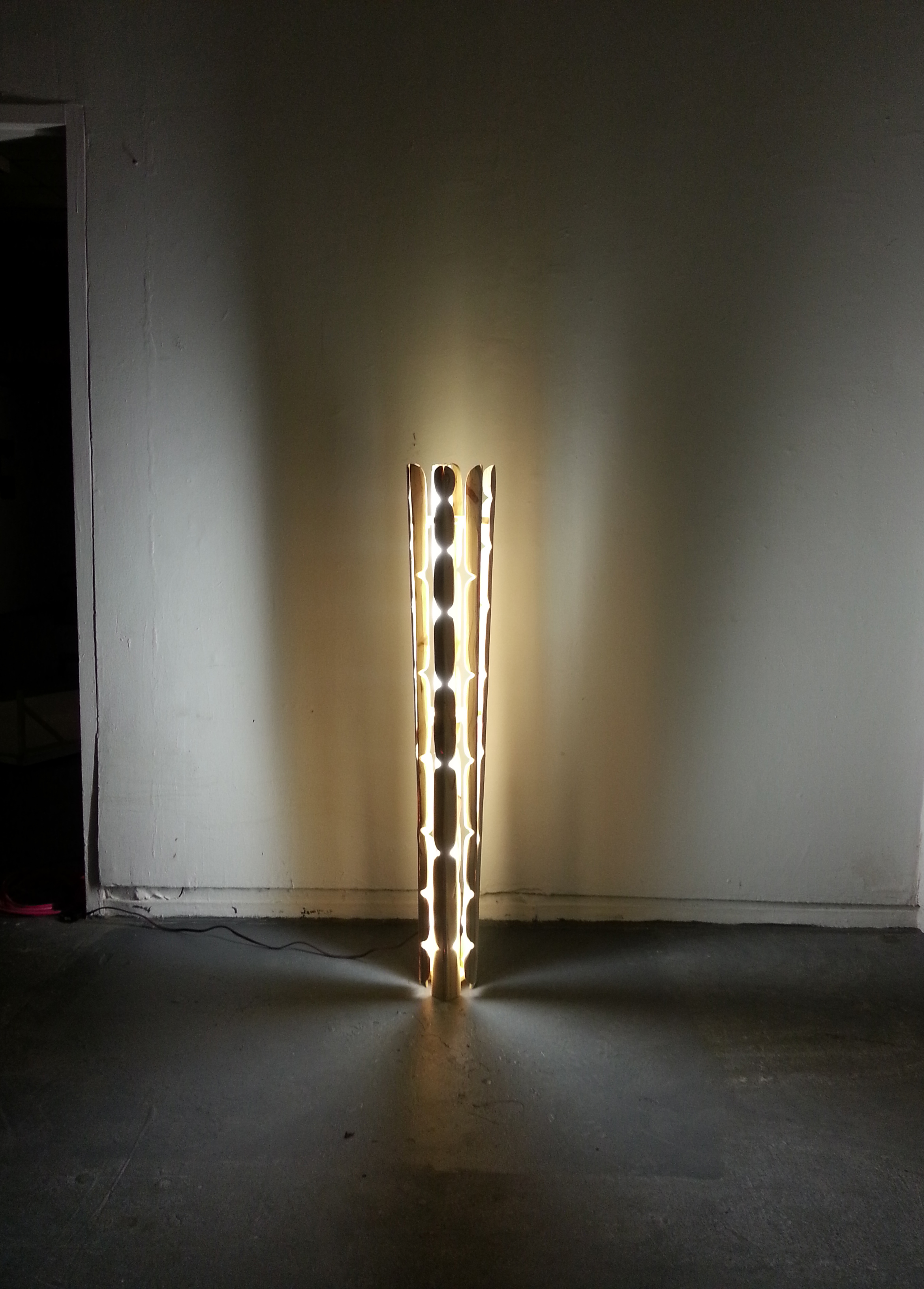  Towers Project  Sculptural Processes&nbsp;  12” x 39” x 12”  pine, fluorescent light, balast  2013 