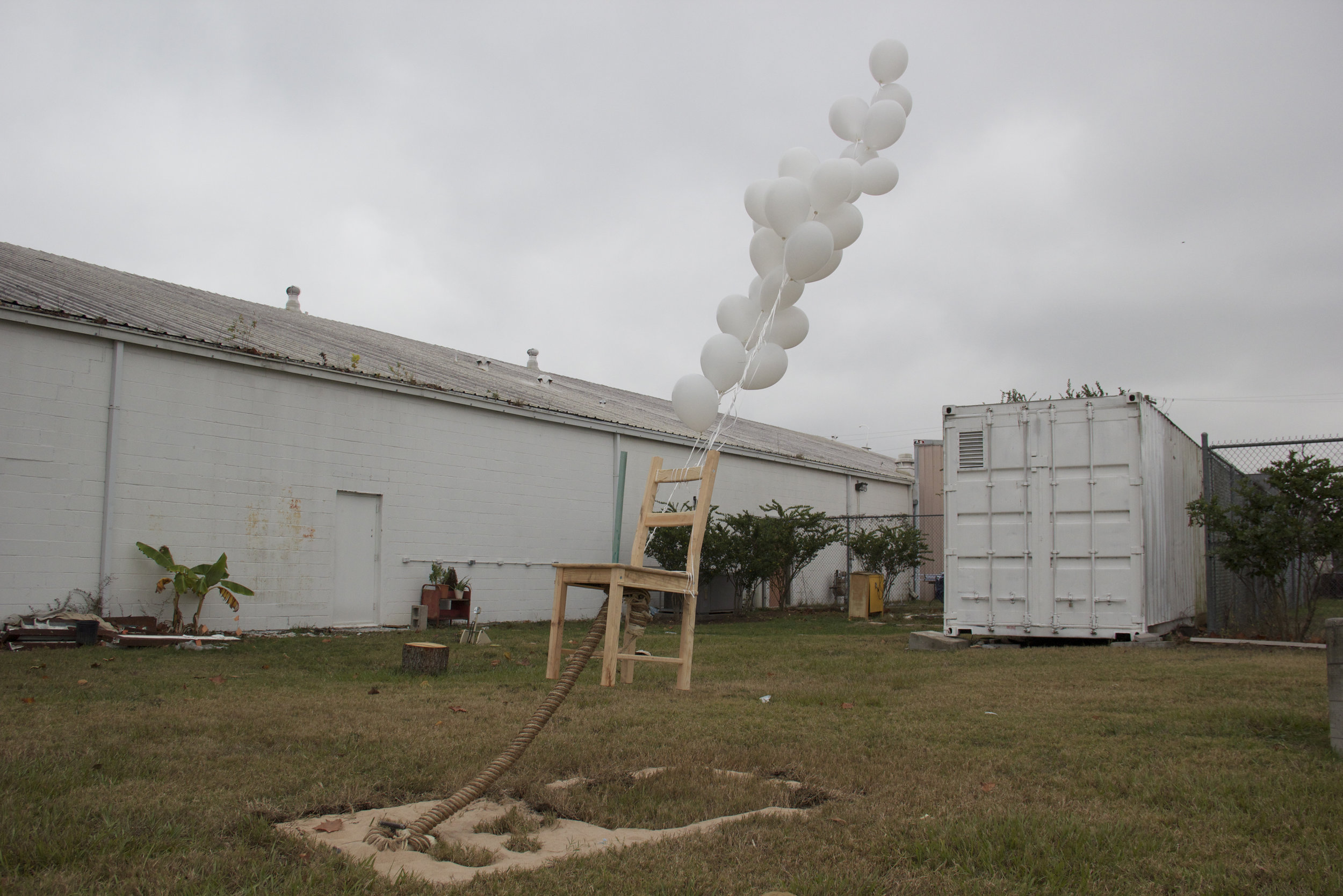 Cumulative Skills Project Sculptural Processes 4’ x 15’ x 8’ steel, pine, rope, sand,balloons 2012