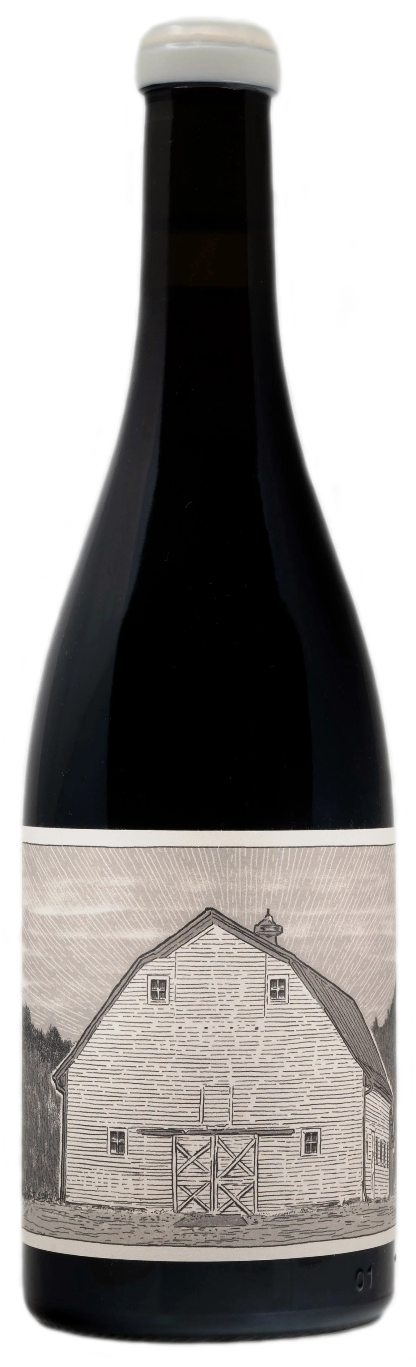 A bottle of our "Windfall" Pinot noir wine.