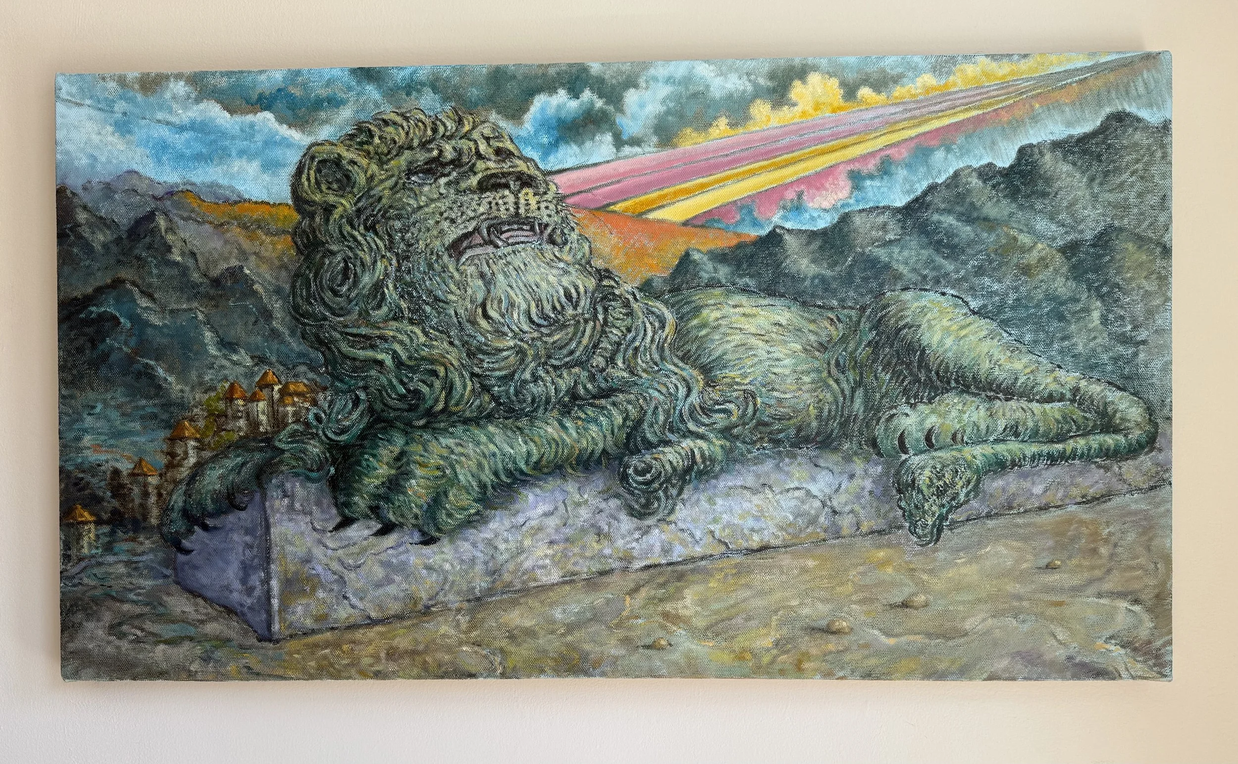 Lion gazing into the Sun