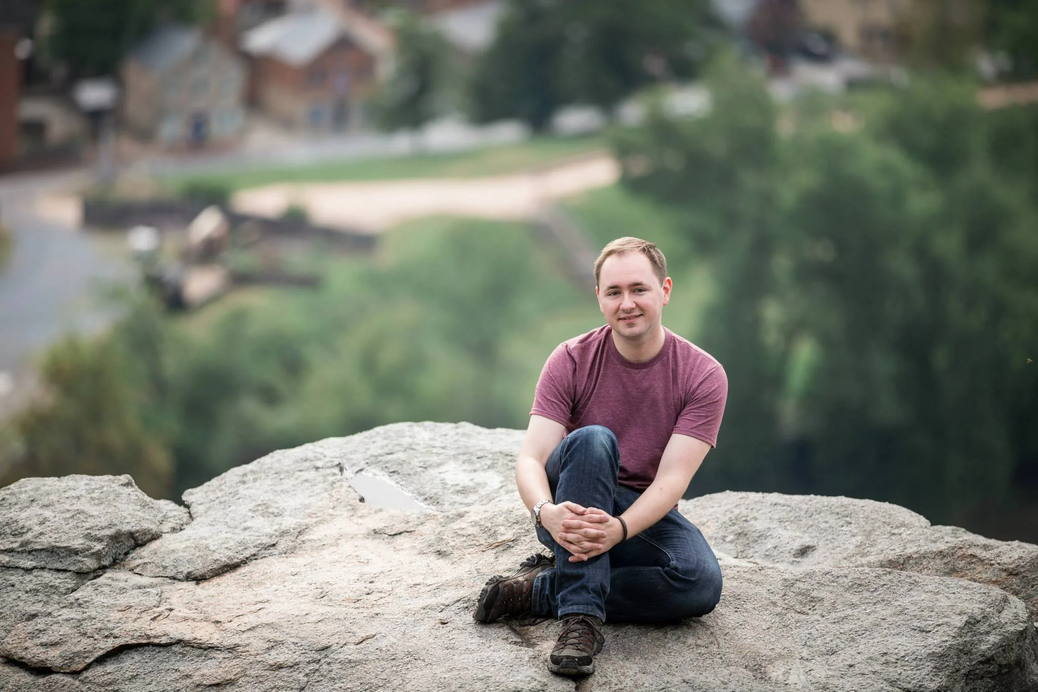 Myself, sitting atop Harper's Ferry's 300 foot cliff, at the end of the Maryland Heights Trail. Photograph by Jennell Lowry. Thanks to everyone for a fantastic year!
