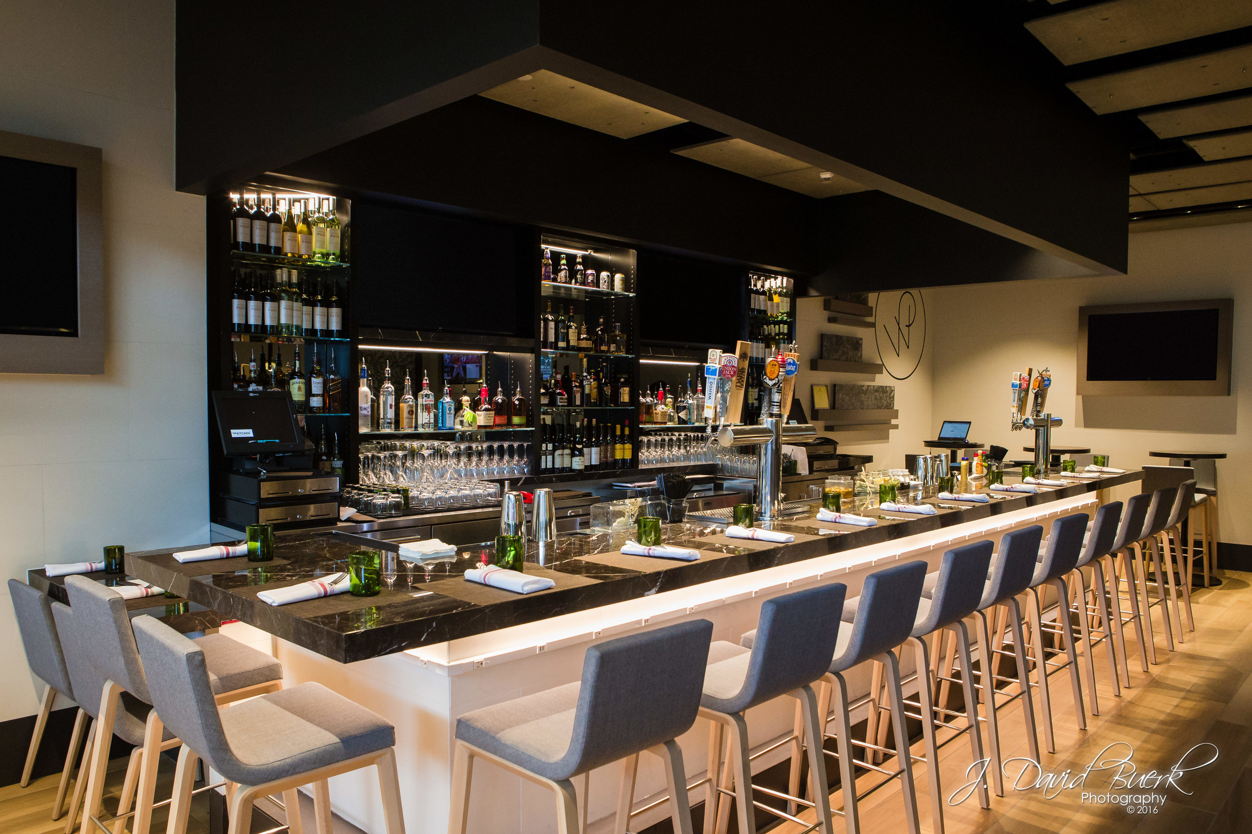 The bar inside The Kitchen by Wolfgang Puck; a new restaurant offering at Washington Dulles International Airport. Much of my work, many of which goes undisplayed on my website, is photographing commercial marketing imagery of concessions and products for the DC area's two airports.
