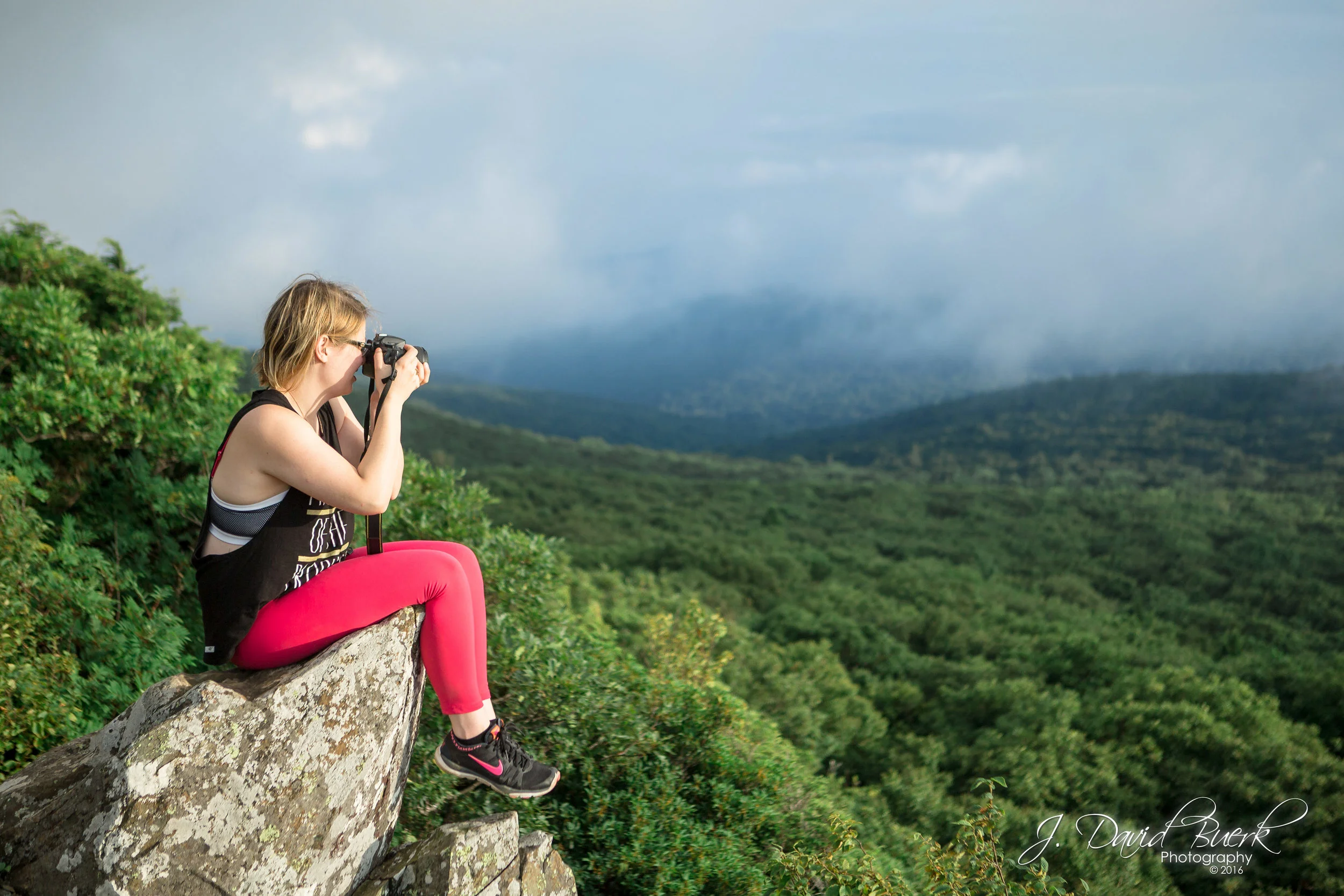 Portrait of Alyssa McGuire, fitness coach and newborn photographer, photographed atop Stony Man Mountain in Shenandoah, Virginia.