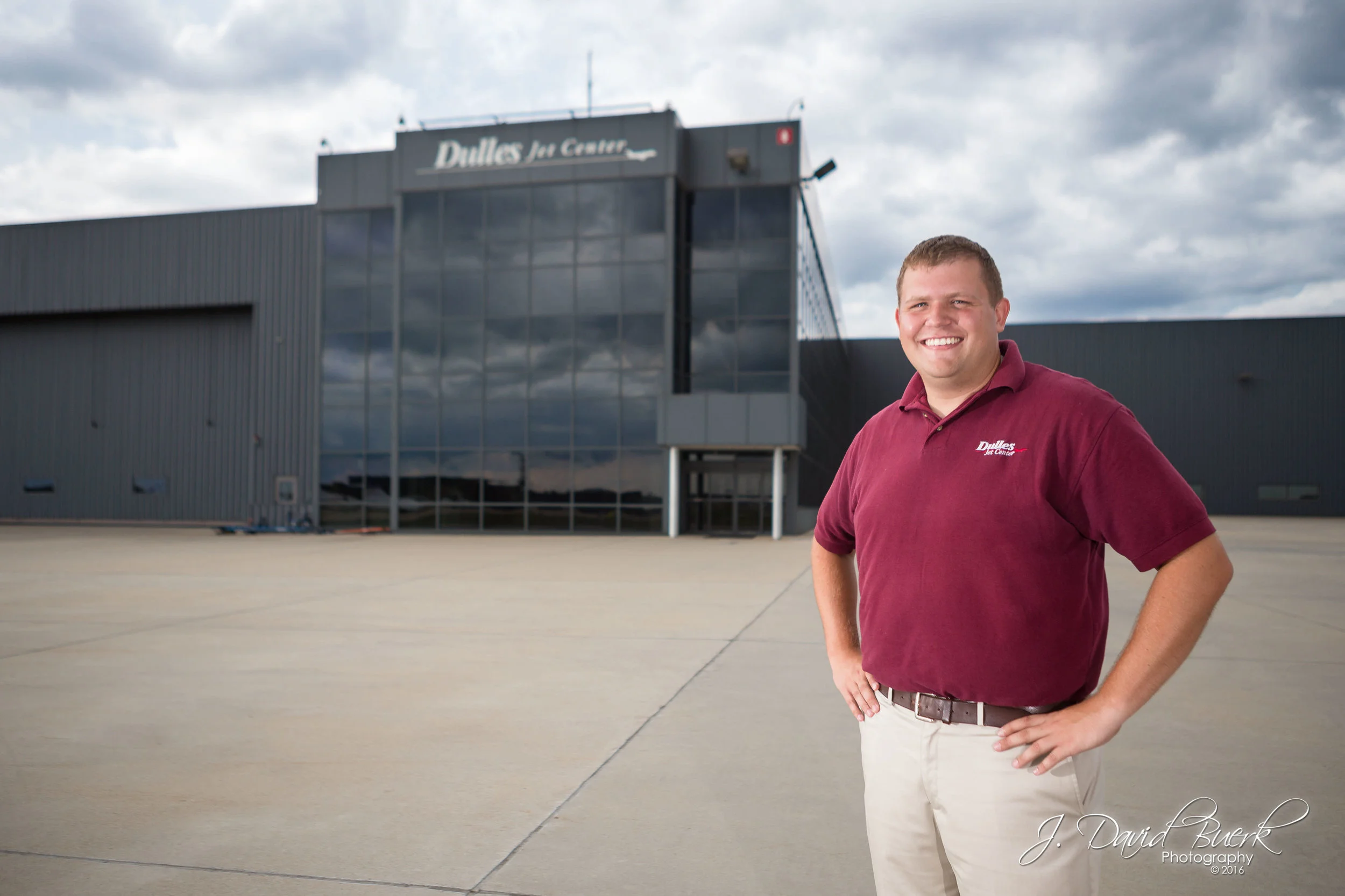 Portrait of James Dingell, Airport Management Intern at Ronald Reagan National Airport for the Metropolitan Washington Airports Authority, photographed on his last day working for the Dulles Jet Center, where he worked continuously for over 10 years.