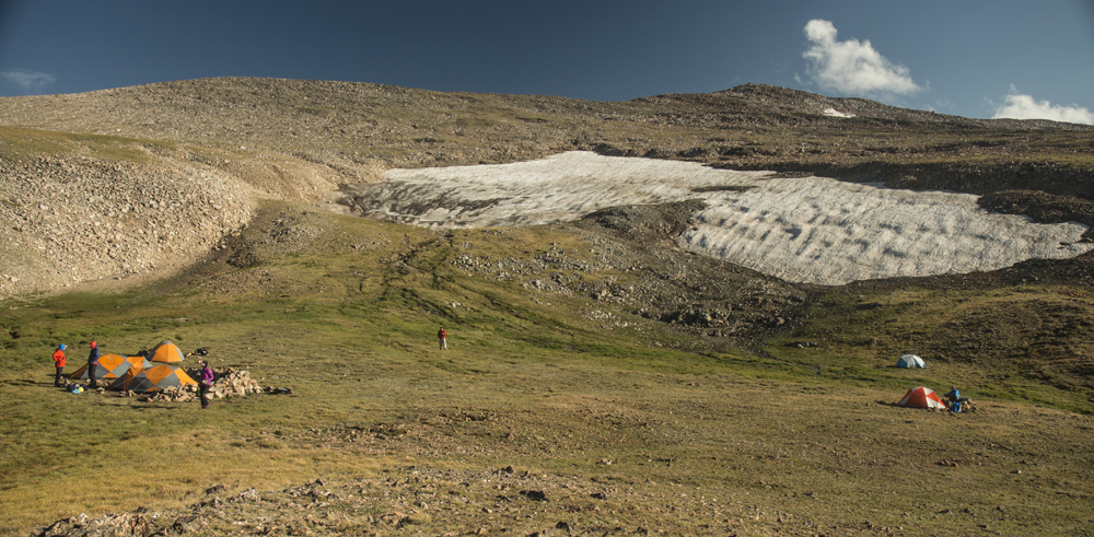 The snowfield above camp