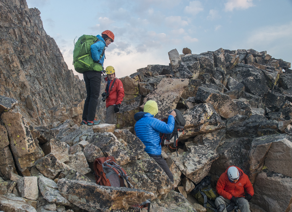 Everyone taking a break before the summit climb