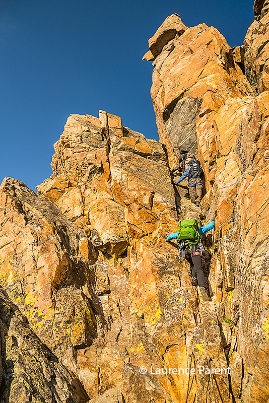 Roger, myself, and Cat climbing a pitch