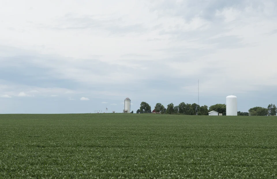 Hawkeye Point, the highpoint of Iowa. Just to the left of the silo in case it wasn't obvious.