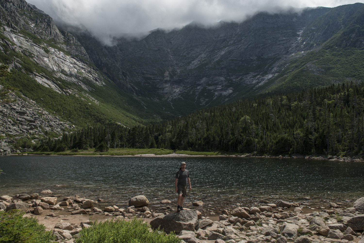 On the shore of Chimney Pond