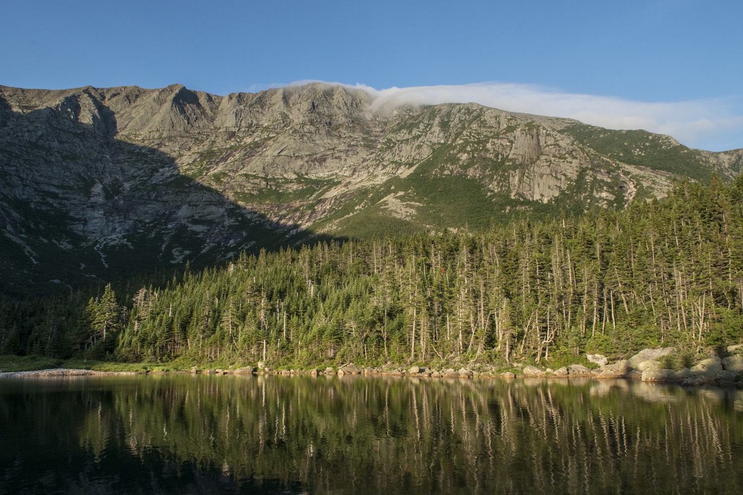 Looking up at Hamlin from Chimney Pond
