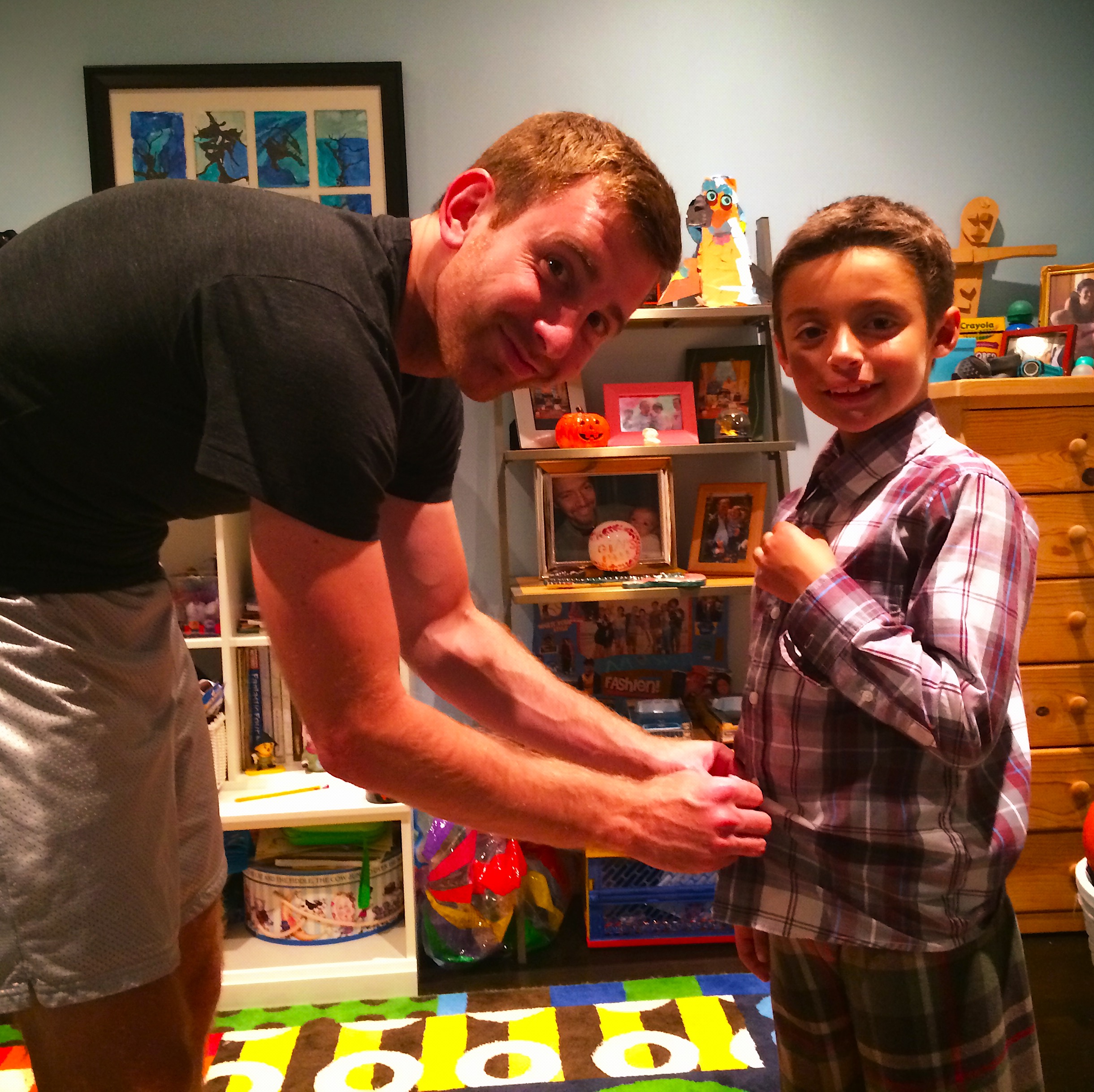 Sid and I testing outfits for School Picture Day.