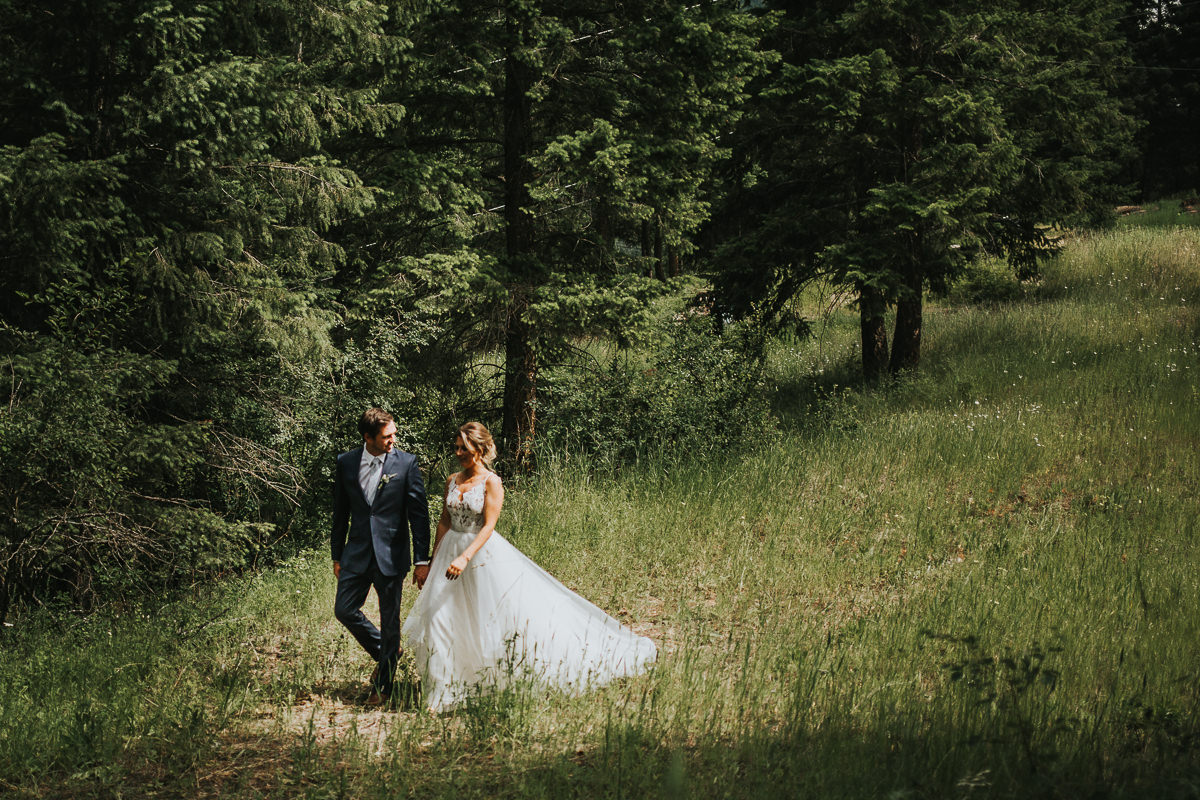 Bride and groom rustic Alberta ranch wedding