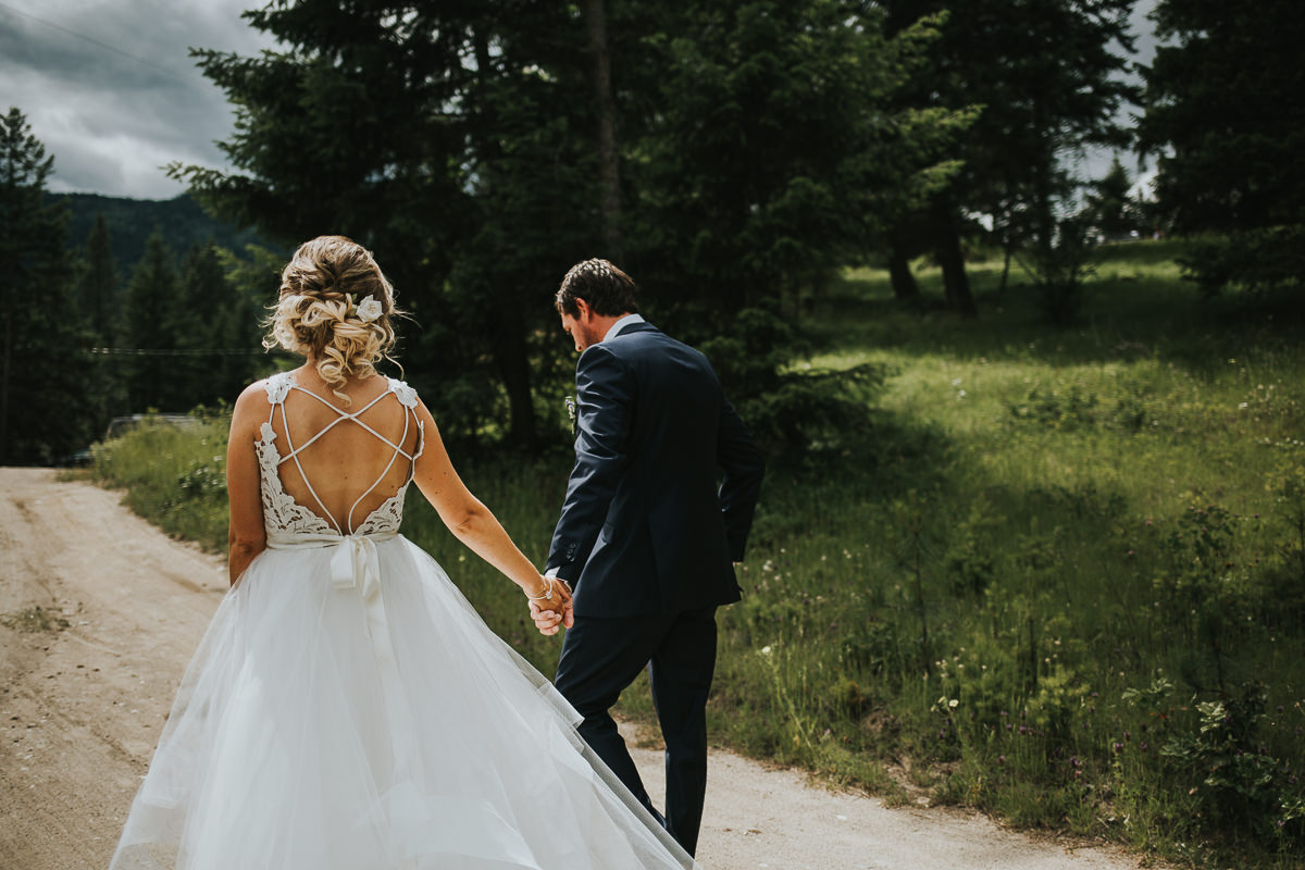 Bride and groom rustic Calgary ranch wedding