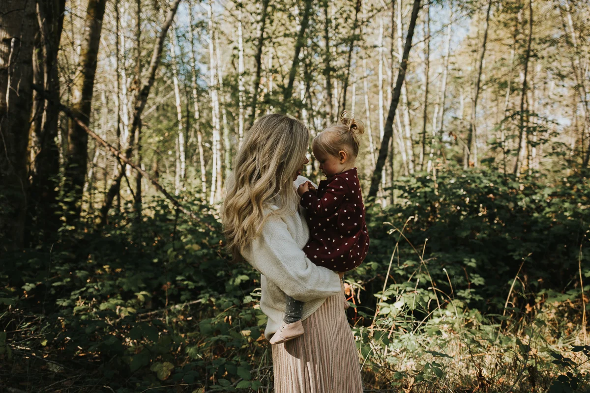 Mother and daughter intimate moment boho family session