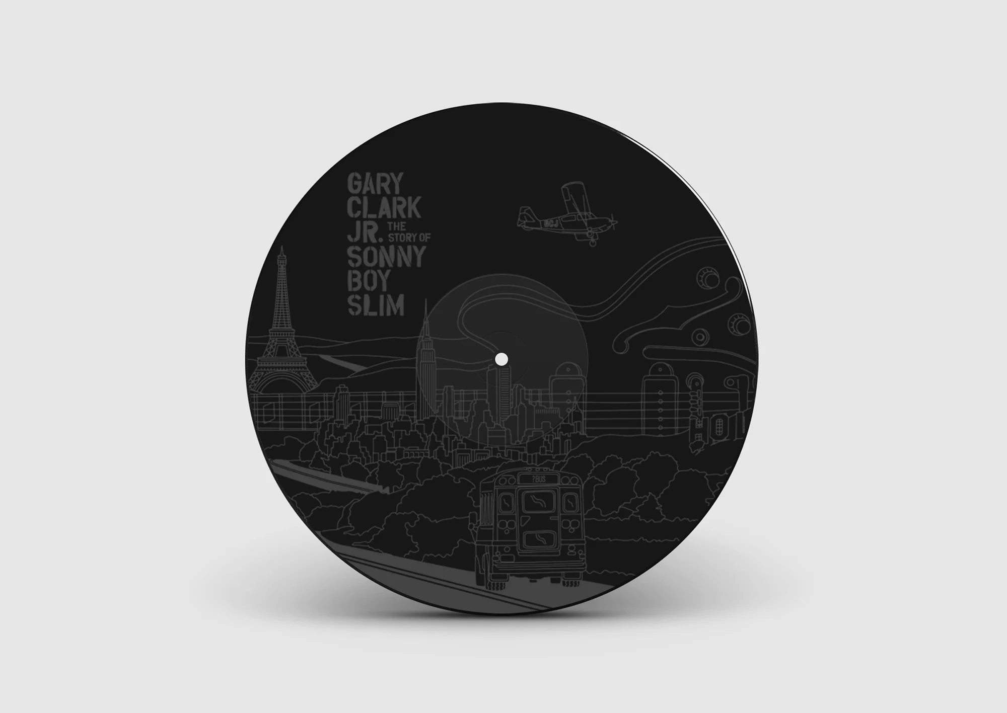 Laser-etched vinyl design. 