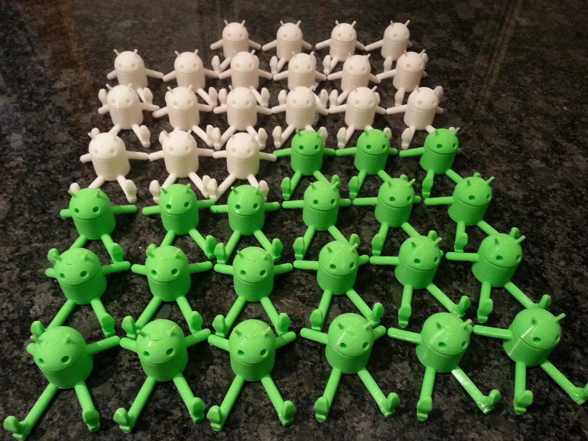 Neon Green and White Andys printed with Makergear M2 - 0.2mm layer height - PLA