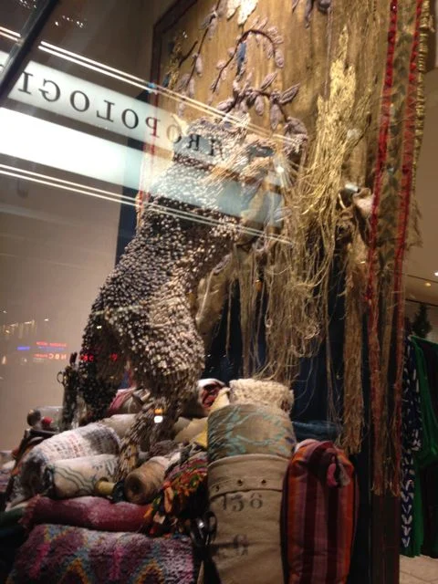 Detail of the textiles and wonderfully shredded tapestry