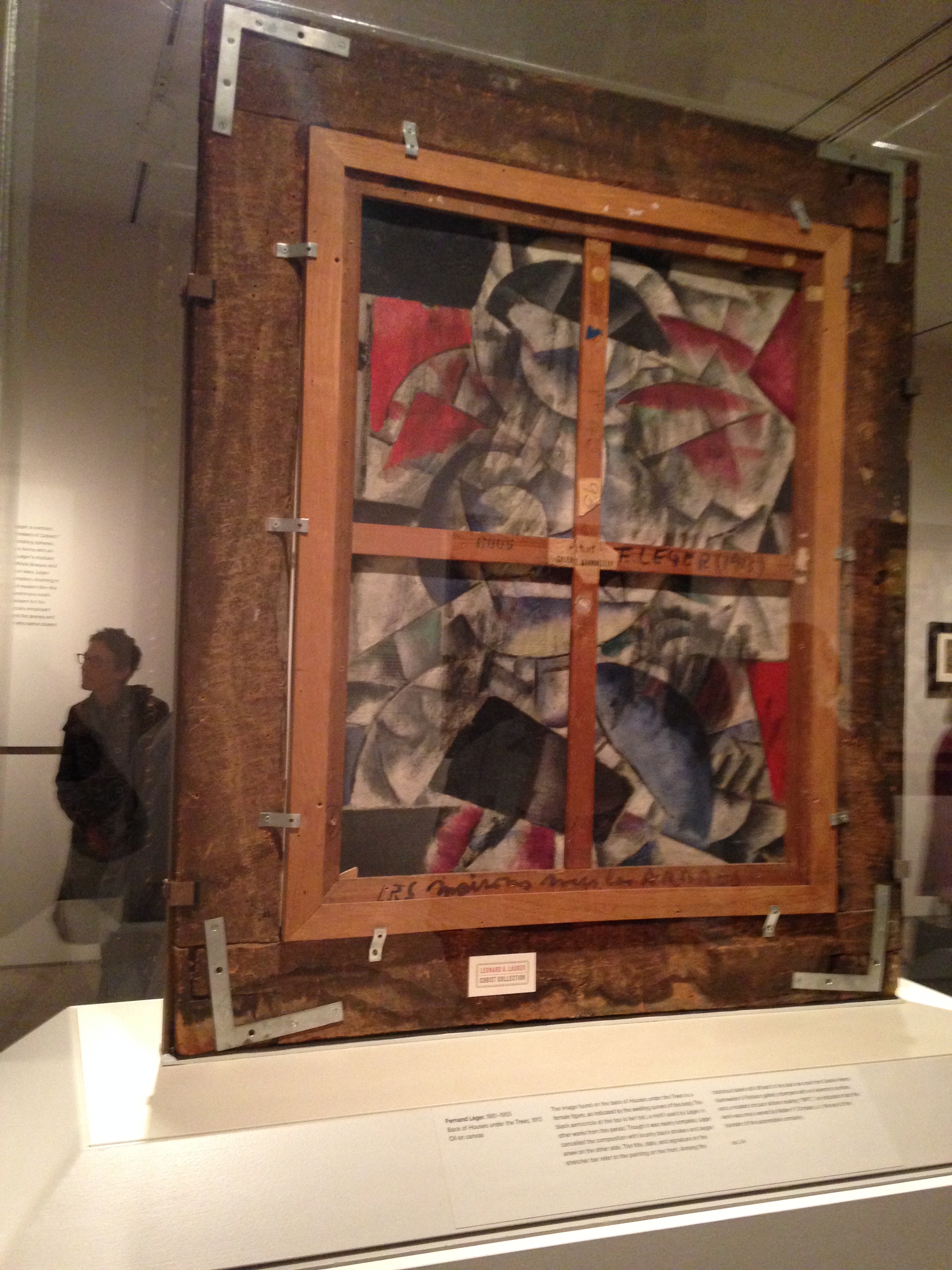 Back of the painting Houses Under the Trees by Fernand Léger. Visitors of the exhibit "Cubism: The Leonard A. Lauder Collection," get a rare opportunity to glance at the back of a master work.