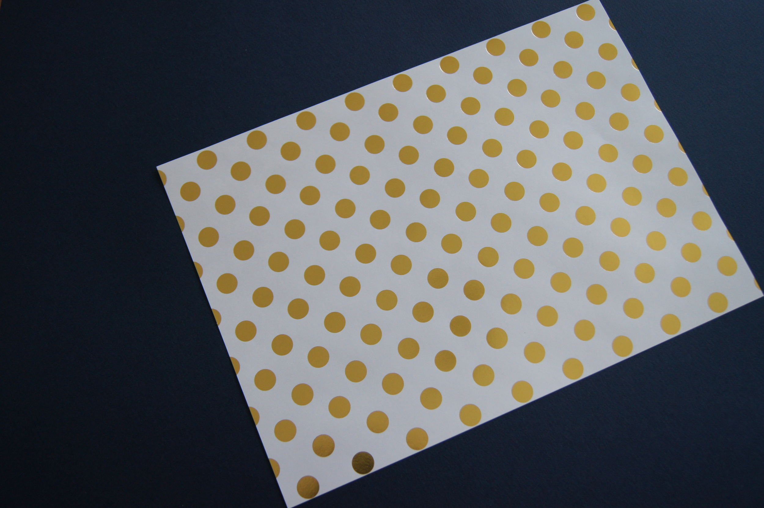 I chose these two options -the gold polka dots came in a pack and the navy card was in those project size sheets. The thickness is a bit more than standard paper but not so thick that its hard to fold. I like having a bit of thickness as it gives the envelopes a more luxurious feel.