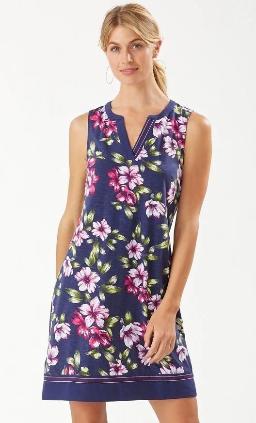 Cotton/Modal Slub Jersey Dress with Stitching Detail