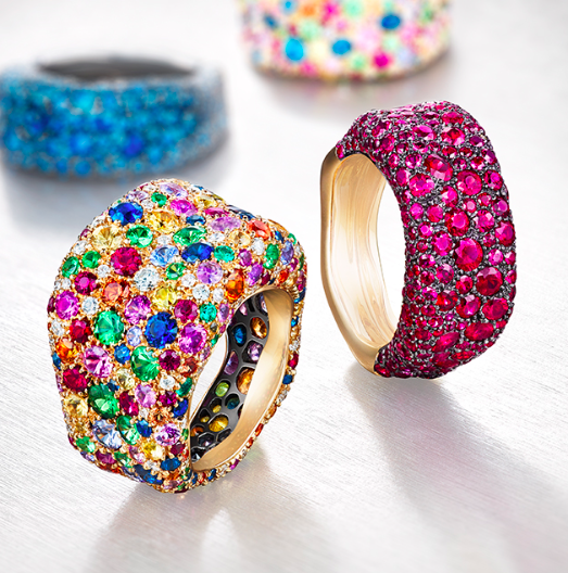 Emotion Rings: Multi colour and Rubies